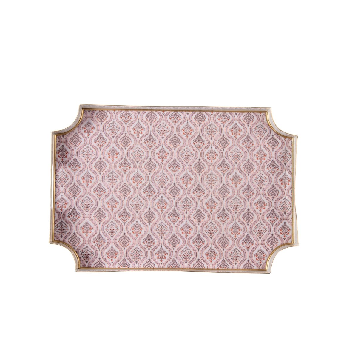 Monticello Purple and Orange Enameled Rectangle Decorative Serving Tray - for Kitchen, Barware, Vanity, Jaye Tray - Serving Trays from Jaye's Studio