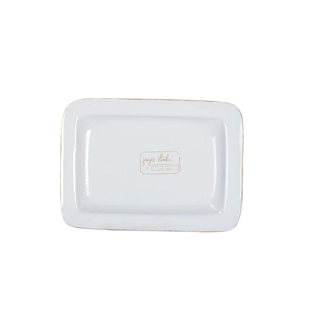 Monticello Purple and Orange Enameled Rectangle Soap Dish, Catch All Tray, Jewelry Tray for Bathroom, Vanity, Sink - Decorative Laney Tray - Trinket Trays from Jaye's Studio