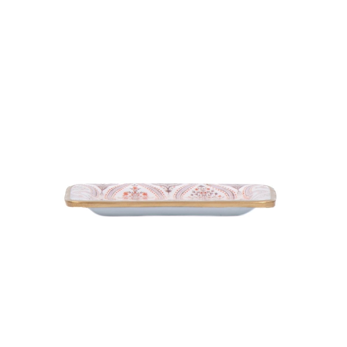 Monticello Purple and Orange Enameled Rectangle Soap Dish, Catch All Tray, Jewelry Tray for Bathroom, Vanity, Sink - Decorative Laney Tray - Trinket Trays from Jaye's Studio