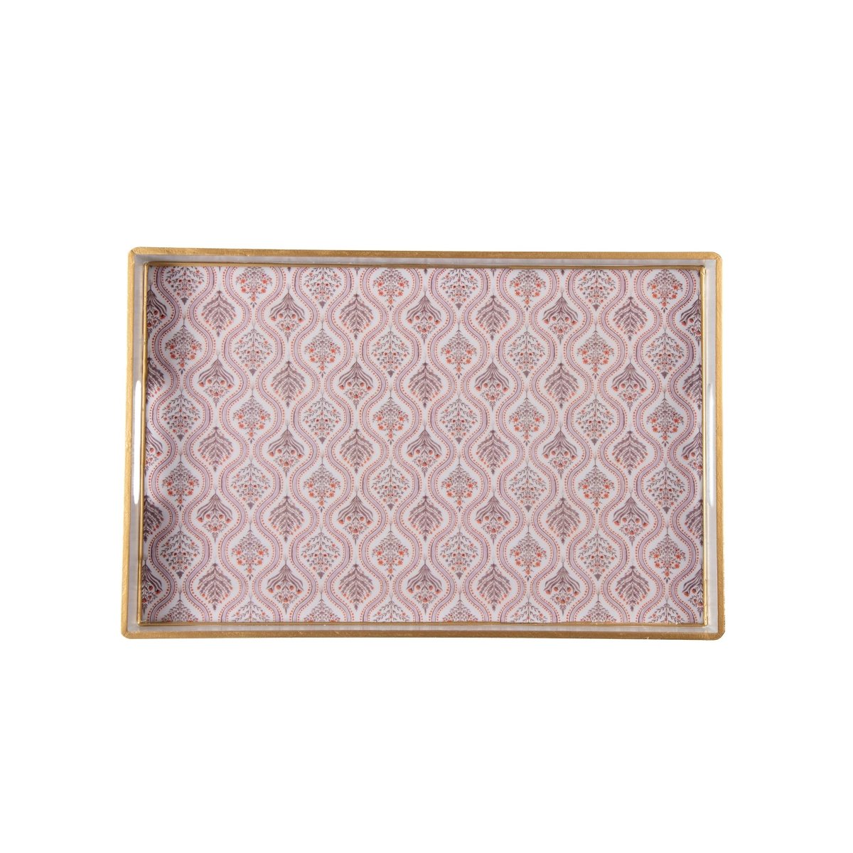 Monticello Purple and Orange Rectangle Decorative Serving Tray - for Kitchen, Barware, Vanity - Serving Trays from Jaye's Studio