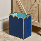 Navy and Light Blue Modern Bathroom Trash Can, Wastebasket, Dustbin for Bedroom, Home Office, Vanity - Rectangle without Lid - Wastebaskets from Jaye's Studio
