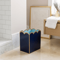 Navy and Light Blue Modern Bathroom Trash Can, Wastebasket, Dustbin for Bedroom, Home Office, Vanity - Rectangle without Lid - Wastebaskets from Jaye's Studio
