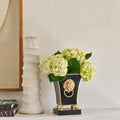 Paws & Claws Black Square Metal Cachepot for Bedroom, Home Office, Kitchen or Living Room - with Gold Lion Decor - Avail 02/22 - Cachepots from Jaye's Studio