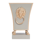 Paws & Claws Taupe Square Metal Cachepot for Bedroom, Home Office, Kitchen or Living Room - with Gold Lion Decor - Cachepots from Jaye's Studio