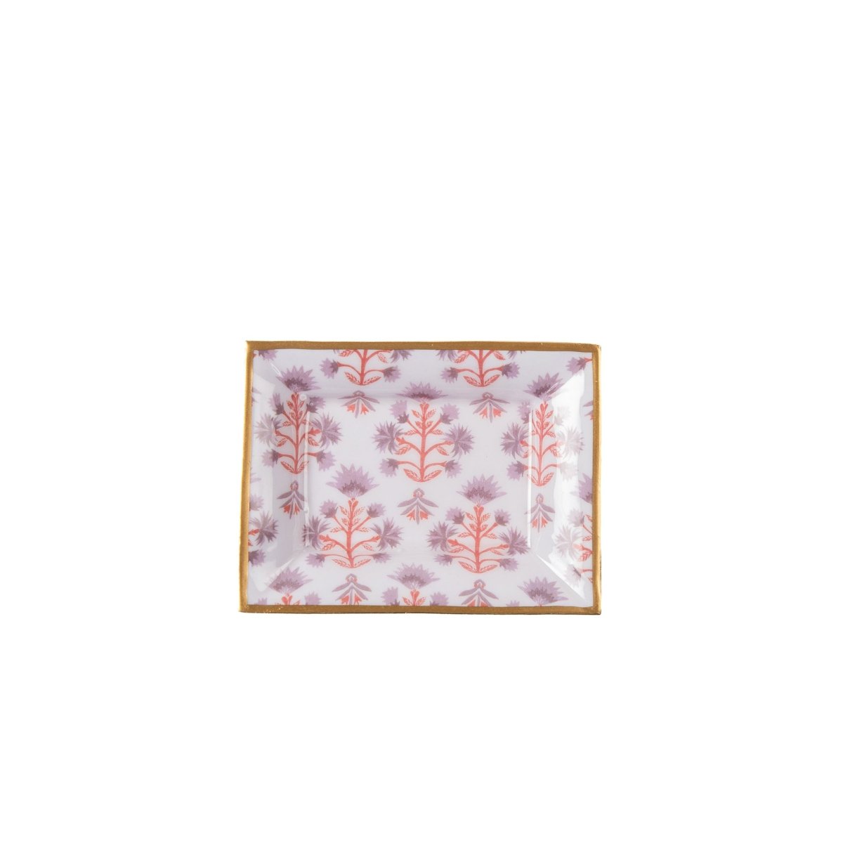 Penny Enameled Purple and Orange Rectangle Catch All Tray, Jewelry Tray for Bathroom, Vanity - Decorative Landry Tray - Trinket Trays from Jaye's Studio