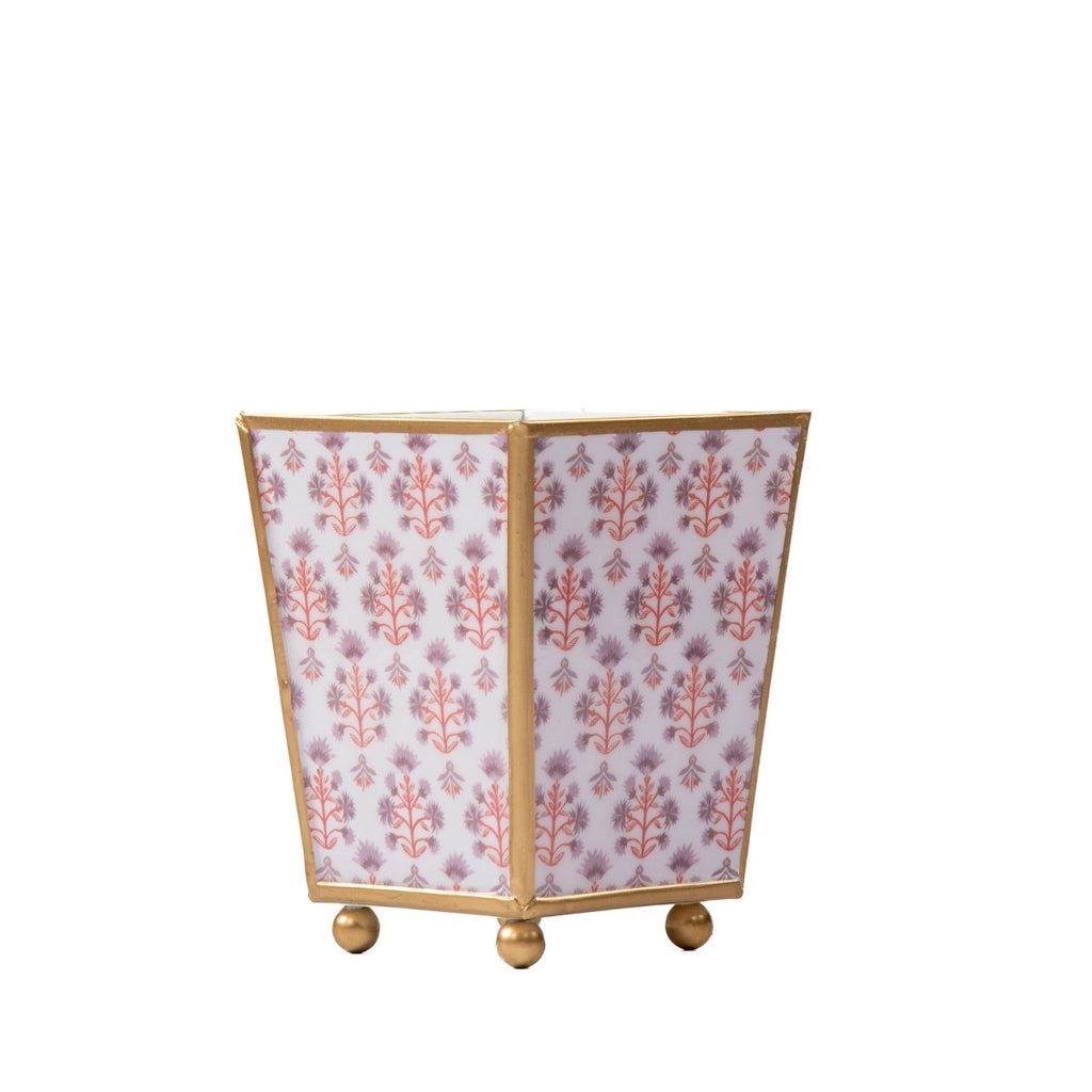 Penny Enameled Purple and Orange Square Metal Cachepot Planter for Bedroom, Home Office, Kitchen, Living Room - Cachepots from Jaye's Studio