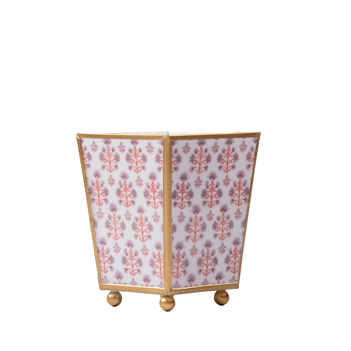 Penny Enameled Purple and Orange Square Metal Cachepot Planter for Bedroom, Home Office, Kitchen, Living Room - Cachepots from Jaye's Studio
