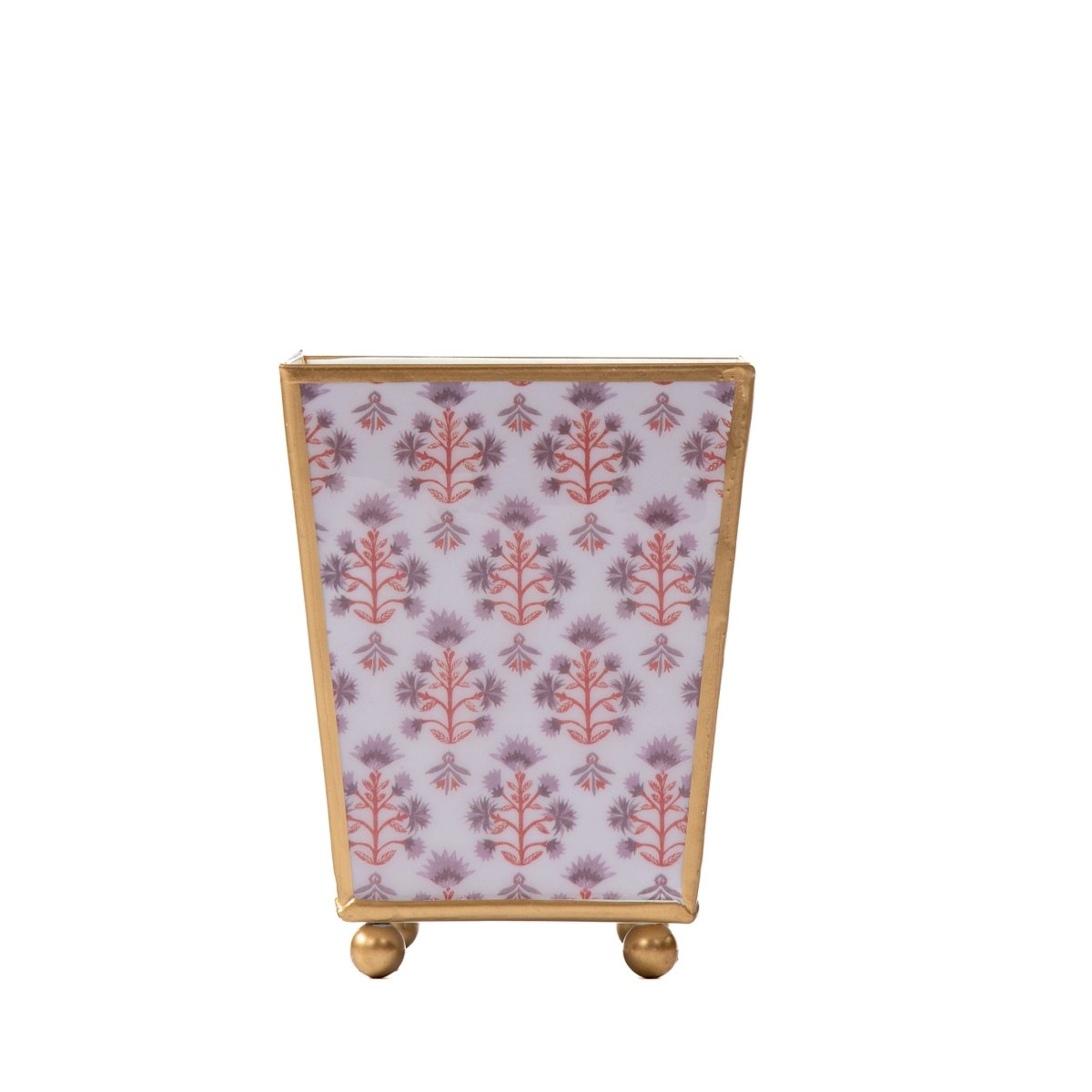 Penny Enameled Purple and Orange Square Metal Cachepot Planter for Bedroom, Home Office, Kitchen, Living Room - Cachepots from Jaye's Studio