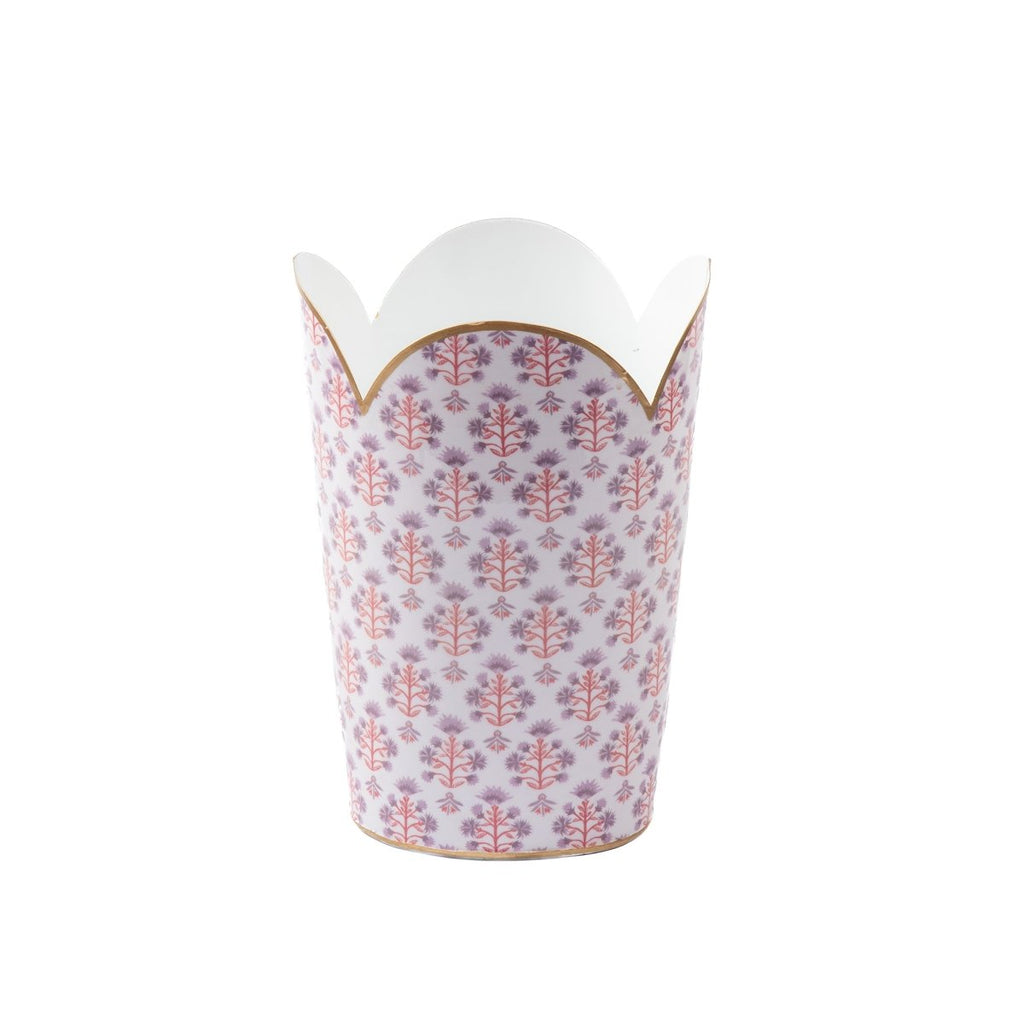 Penny Purple and Orange Enameled Bathroom Trash Can, Wastebasket, Dustbin for Bedroom, Home Office, Vanity - Tulip Shape without Lid - Wastebaskets from Jaye's Studio