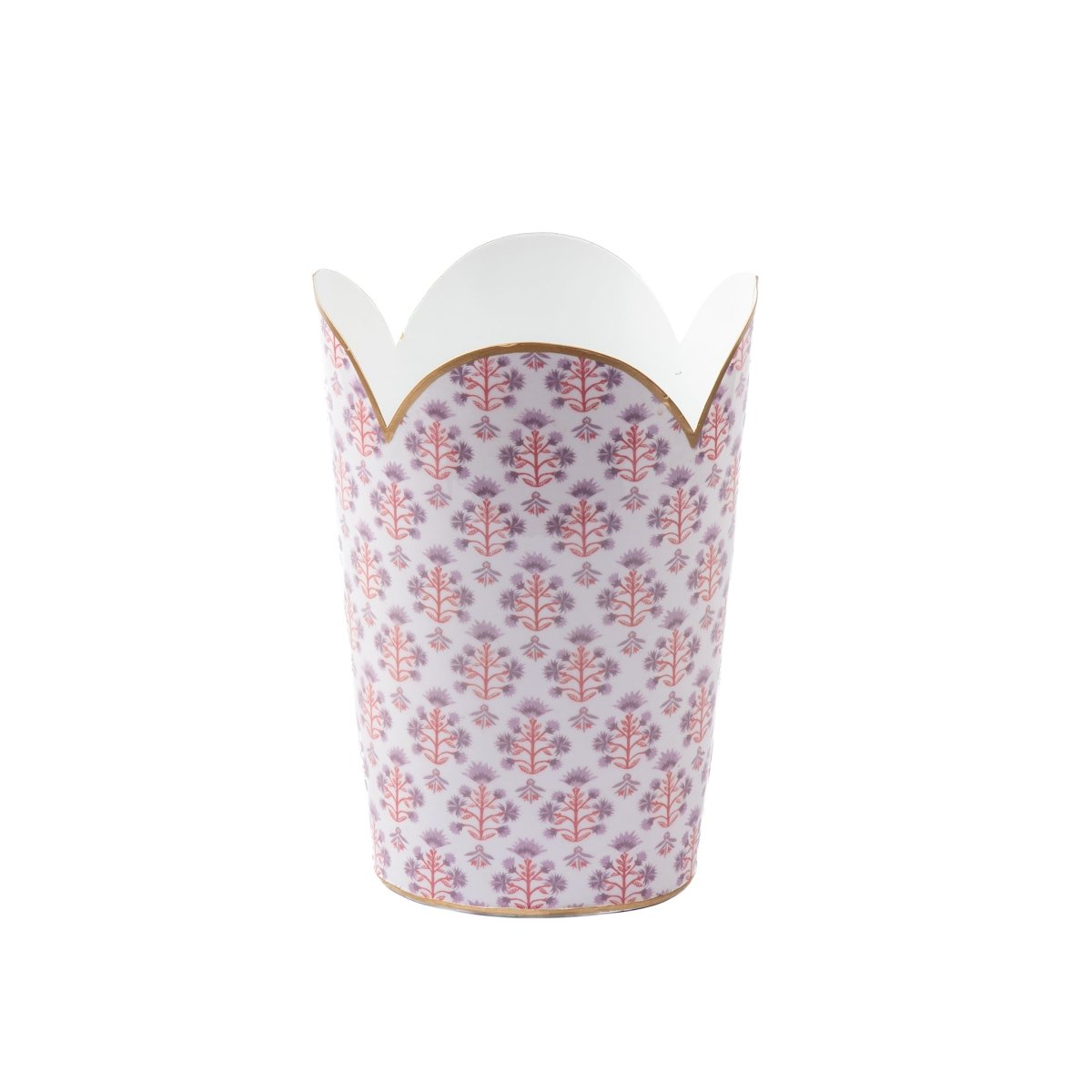 Penny Purple and Orange Enameled Bathroom Trash Can, Wastebasket, Dustbin for Bedroom, Home Office, Vanity - Tulip Shape without Lid - Wastebaskets from Jaye's Studio