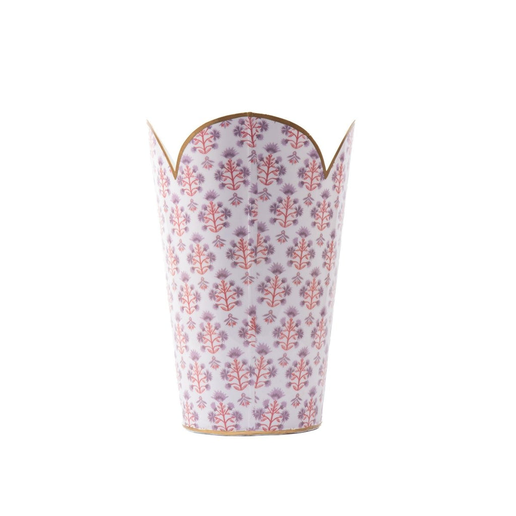 Penny Purple and Orange Enameled Bathroom Trash Can, Wastebasket, Dustbin for Bedroom, Home Office, Vanity - Tulip Shape without Lid - Wastebaskets from Jaye's Studio