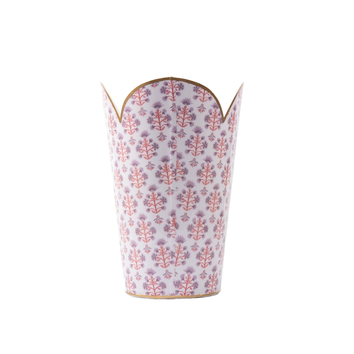 Penny Purple and Orange Enameled Bathroom Trash Can, Wastebasket, Dustbin for Bedroom, Home Office, Vanity - Tulip Shape without Lid - Wastebaskets from Jaye's Studio