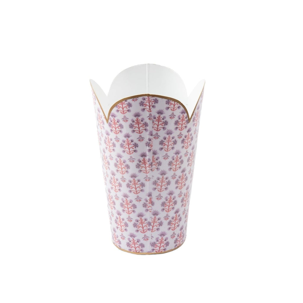 Penny Purple and Orange Enameled Bathroom Trash Can, Wastebasket, Dustbin for Bedroom, Home Office, Vanity - Tulip Shape without Lid - Wastebaskets from Jaye's Studio