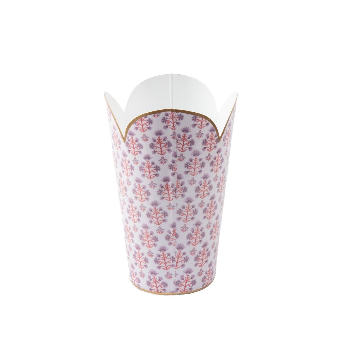 Penny Purple and Orange Enameled Bathroom Trash Can, Wastebasket, Dustbin for Bedroom, Home Office, Vanity - Tulip Shape without Lid - Wastebaskets from Jaye's Studio