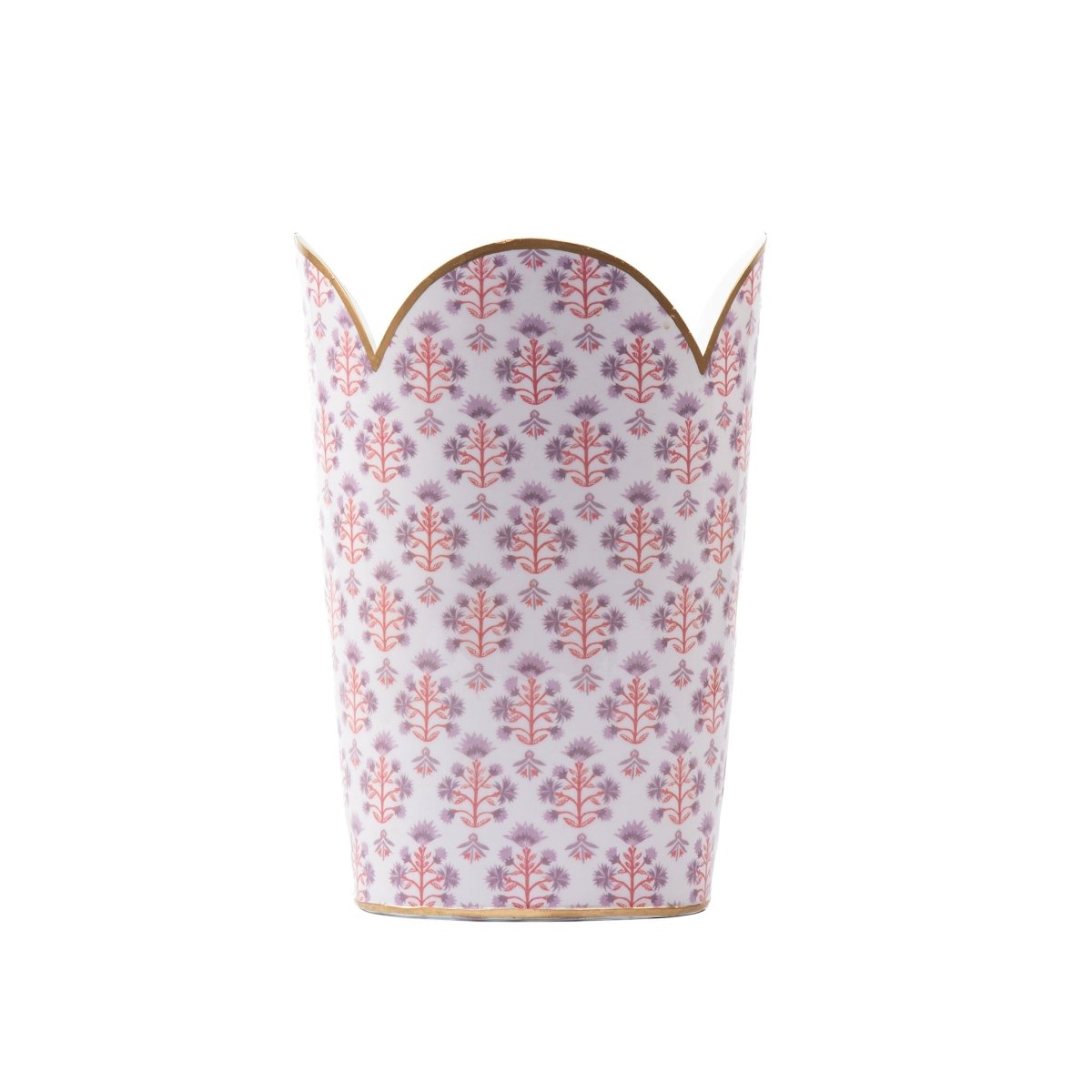 Penny Purple and Orange Enameled Bathroom Trash Can, Wastebasket, Dustbin for Bedroom, Home Office, Vanity - Tulip Shape without Lid - Wastebaskets from Jaye's Studio