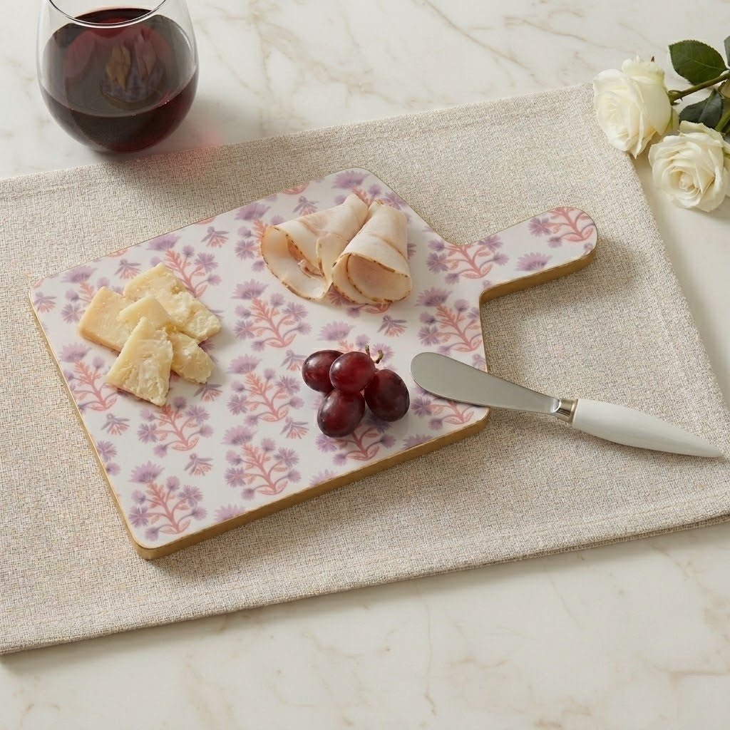 Penny Purple and Orange Enameled Charcuterie Board, Wooden Cutting Board, Serving and Chopping Board for Food & Meat Prep - Charcuterie Board from Jaye's Studio