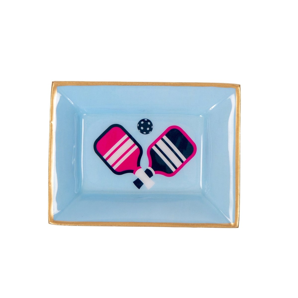 Pickleball Blue Enameled Rectangle Catch All Tray, Jewelry Tray for Bathroom, Vanity - Decorative Landry Tray - Trinket Trays from Jaye's Studio