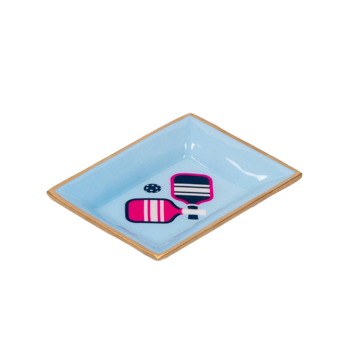 Pickleball Blue Enameled Rectangle Catch All Tray, Jewelry Tray for Bathroom, Vanity - Decorative Landry Tray - Trinket Trays from Jaye's Studio