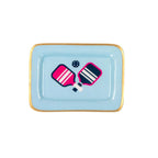 Pickleball Blue Enameled Rectangle Soap Dish, Catch All Tray, Jewelry Tray for Bathroom, Vanity, Sink - Decorative Laney Tray - Trinket Trays from Jaye's Studio