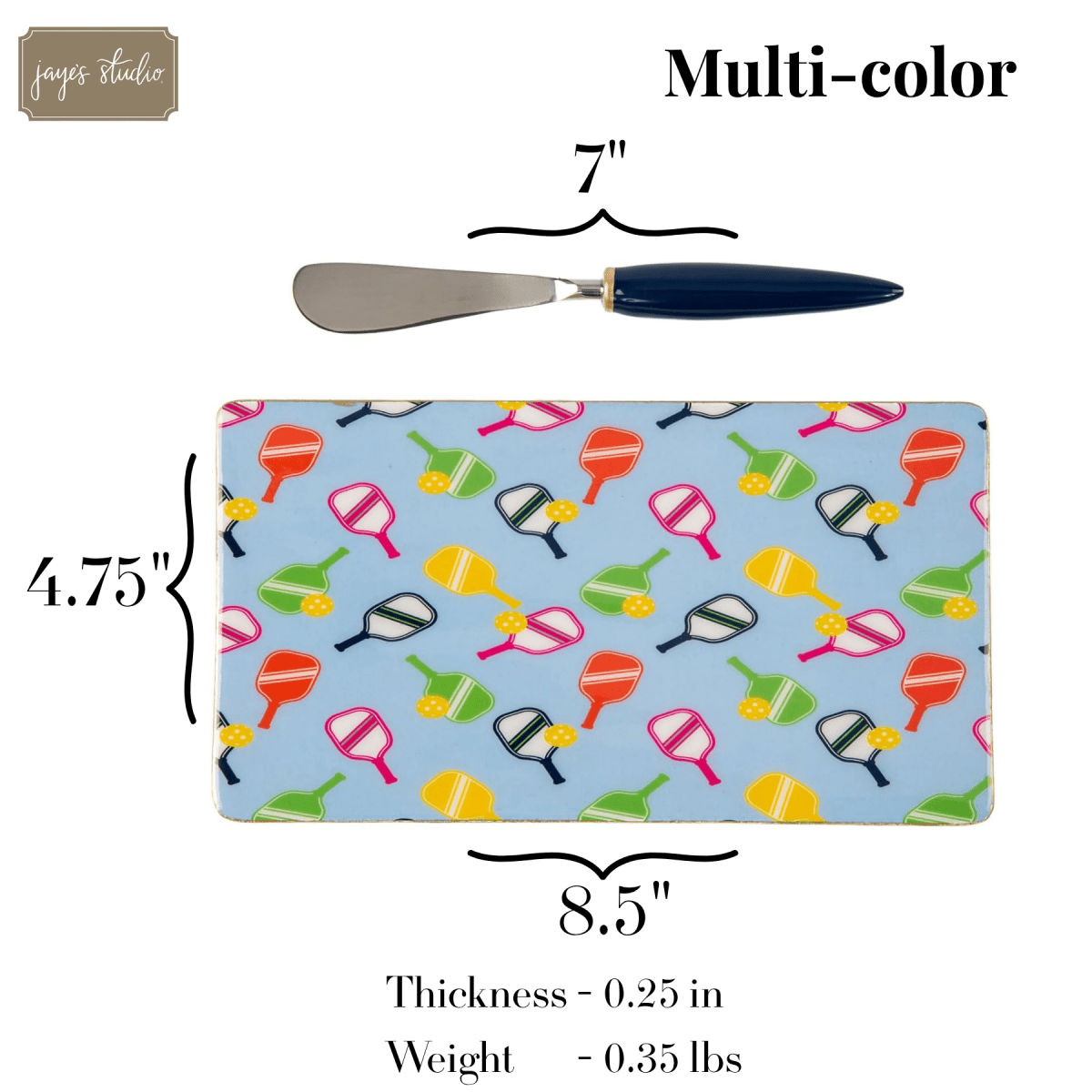 Pickleball Enameled Multi - Color Charcuterie Board, Wooden Cutting Board, Barware, Chopping Board for Serving and Food Prep - Charcuterie Board from Jaye's Studio