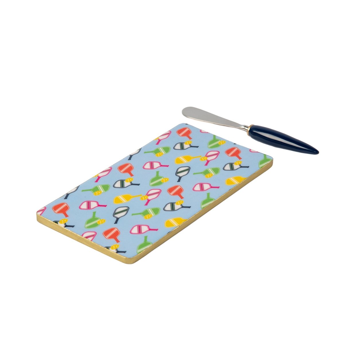 Pickleball Enameled Multi - Color Charcuterie Board, Wooden Cutting Board, Barware, Chopping Board for Serving and Food Prep - Charcuterie Board from Jaye's Studio