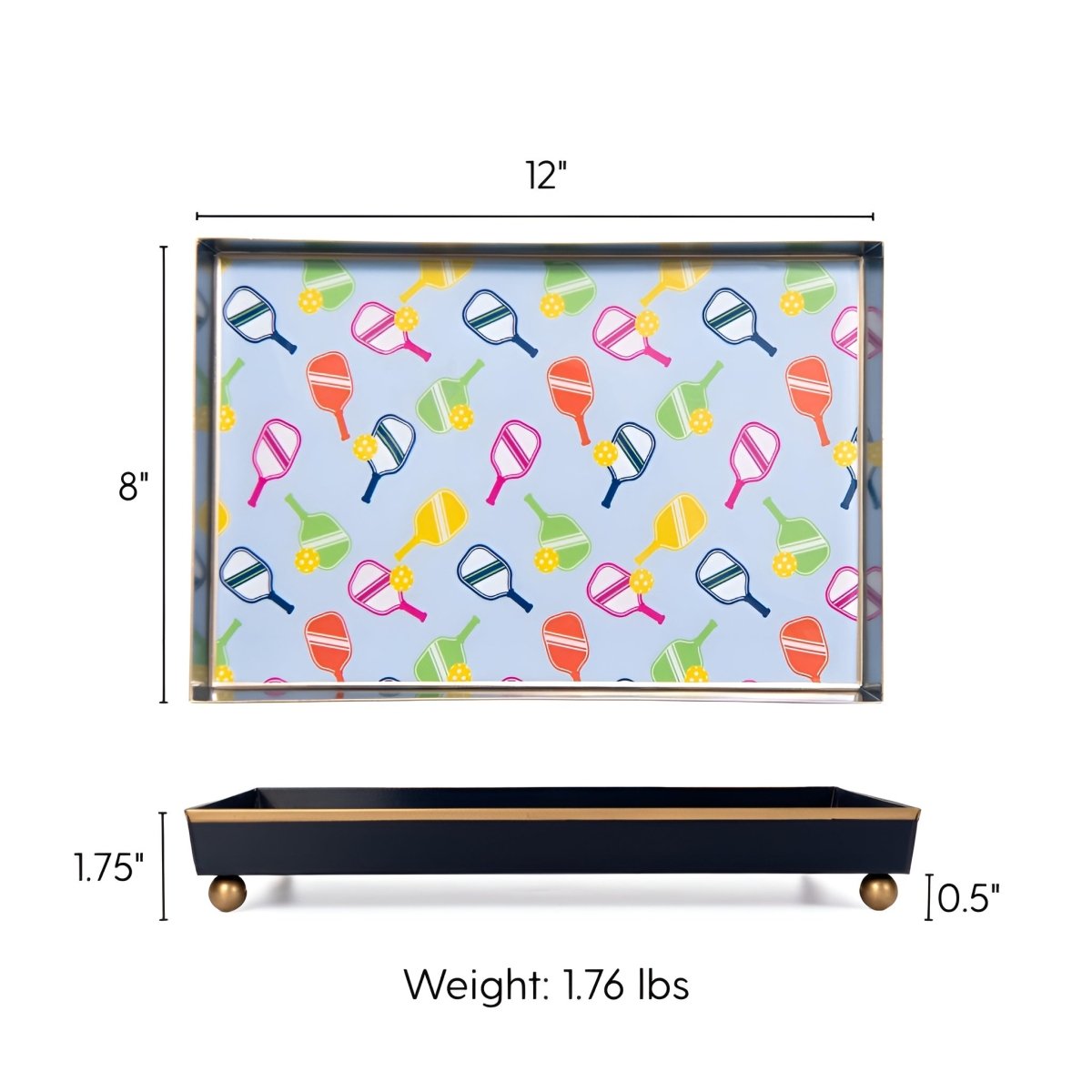 Pickleball Enameled Oliver Tray 8x12 - Serving Trays from Jaye's Studio