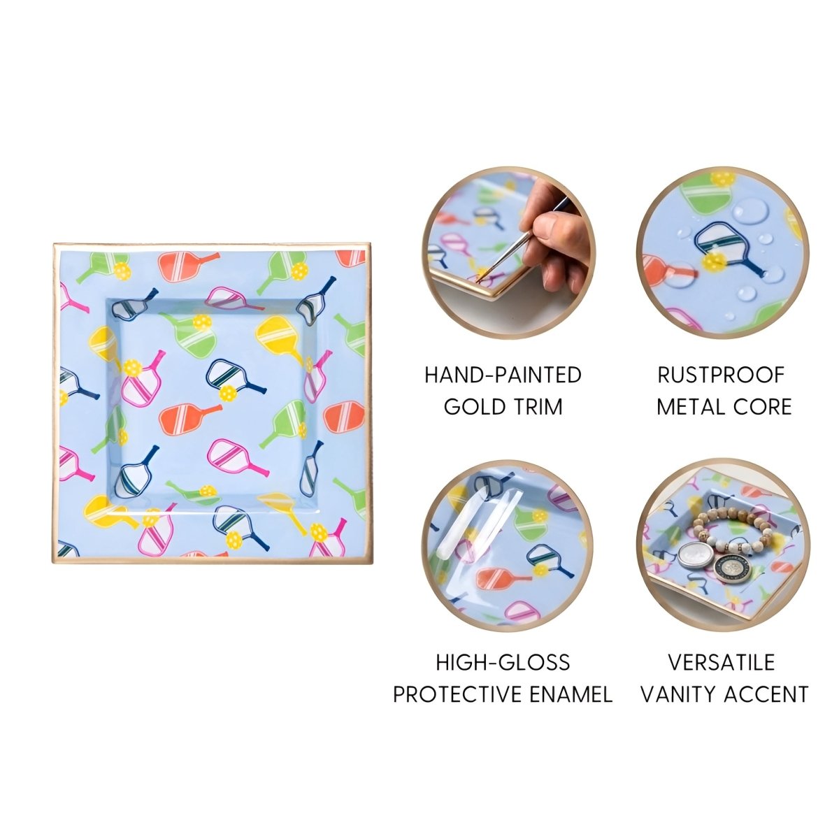 Pickleball Enameled Smidge Tray - Decorative Trays from Jaye's Studio
