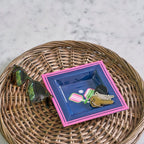 Pickleball Navy and Pink Enameled Square Decorative Trinket Tray, Catch All Tray, Jewelry Tray for Vanity, Bathroom, Bedside Home Office - Trinket Trays from Jaye's Studio