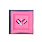 Pickleball Pink and Navy Enameled Square Decorative Trinket Tray, Catch All Tray, Jewelry Tray for Vanity, Bathroom, Bedside Home Office - Trinket Trays from Jaye's Studio