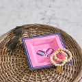 Pickleball Pink and Navy Enameled Square Decorative Trinket Tray, Catch All Tray, Jewelry Tray for Vanity, Bathroom, Bedside Home Office - Trinket Trays from Jaye's Studio