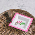 Pickleball Pink and White Enameled Square Decorative Trinket Tray, Catch All Tray, Jewelry Tray for Vanity, Bathroom, Bedside Home Office - Trinket Trays from Jaye's Studio