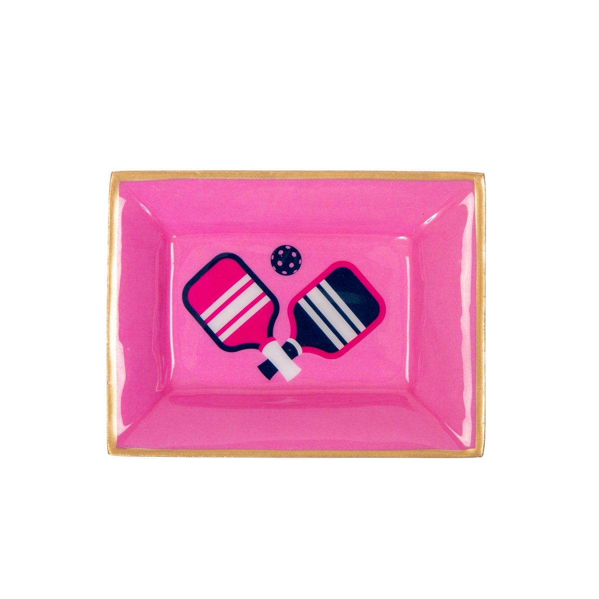 Pickleball Pink Enameled Rectangle Catch All Tray, Jewelry Tray for Bathroom, Vanity - Decorative Landry Tray - Trinket Trays from Jaye's Studio