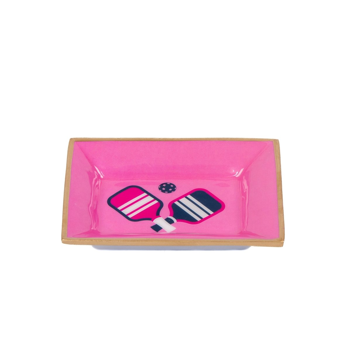 Pickleball Pink Enameled Rectangle Catch All Tray, Jewelry Tray for Bathroom, Vanity - Decorative Landry Tray - Trinket Trays from Jaye's Studio