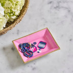 Pickleball Pink Enameled Rectangle Catch All Tray, Jewelry Tray for Bathroom, Vanity - Decorative Landry Tray - Trinket Trays from Jaye's Studio