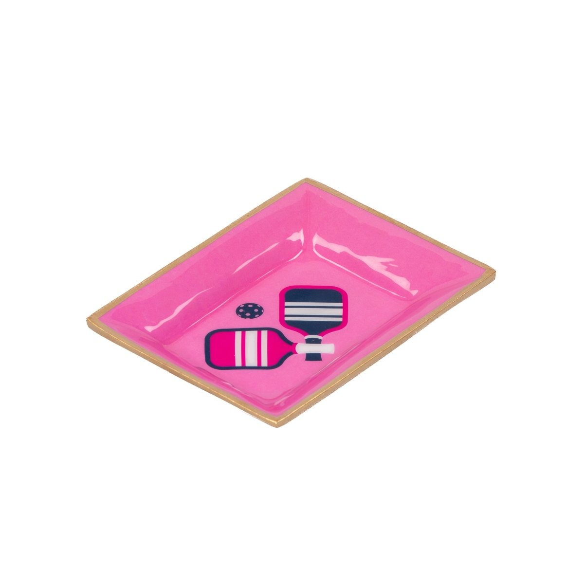 Pickleball Pink Enameled Rectangle Catch All Tray, Jewelry Tray for Bathroom, Vanity - Decorative Landry Tray - Trinket Trays from Jaye's Studio