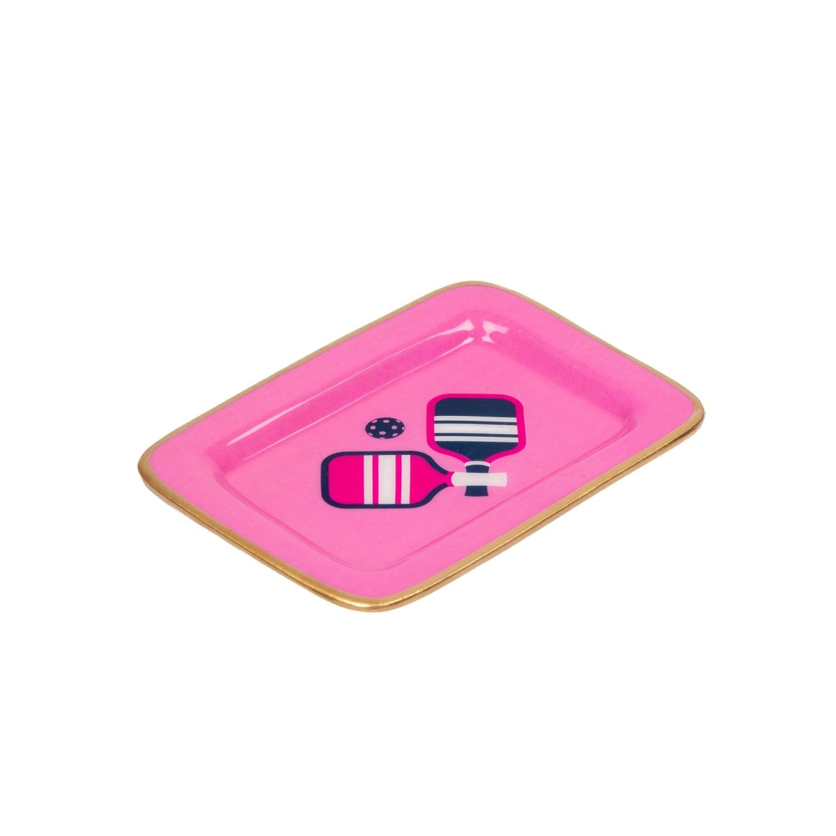 Pickleball Pink Enameled Rectangle Soap Dish, Catch All Tray, Jewelry Tray for Bathroom, Vanity, Sink - Decorative Laney Tray - Trinket Trays from Jaye's Studio