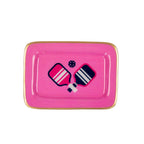 Pickleball Pink Enameled Rectangle Soap Dish, Catch All Tray, Jewelry Tray for Bathroom, Vanity, Sink - Decorative Laney Tray - Trinket Trays from Jaye's Studio