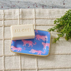 Pink Leopards Enameled Rectangle Soap Dish, Catch All Tray, Jewelry Tray for Bathroom, Vanity, Sink - Decorative Laney Tray - Avail 02/22 - Trinket Trays from Jaye's Studio