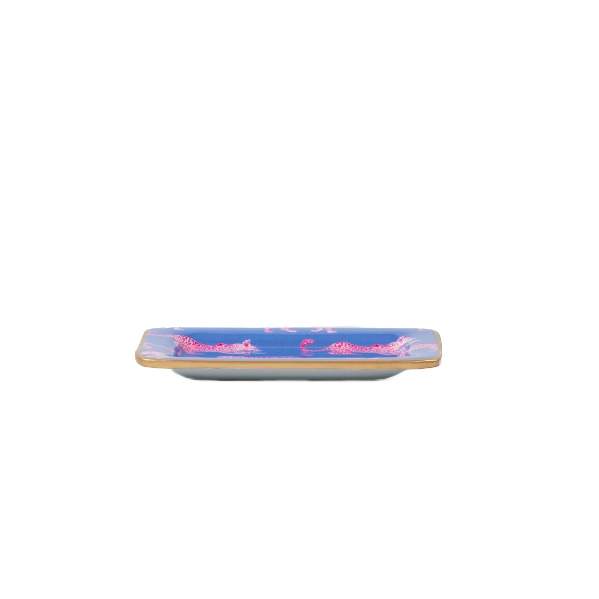 Pink Leopards Enameled Rectangle Soap Dish, Catch All Tray, Jewelry Tray for Bathroom, Vanity, Sink - Decorative Laney Tray - Trinket Trays from Jaye's Studio