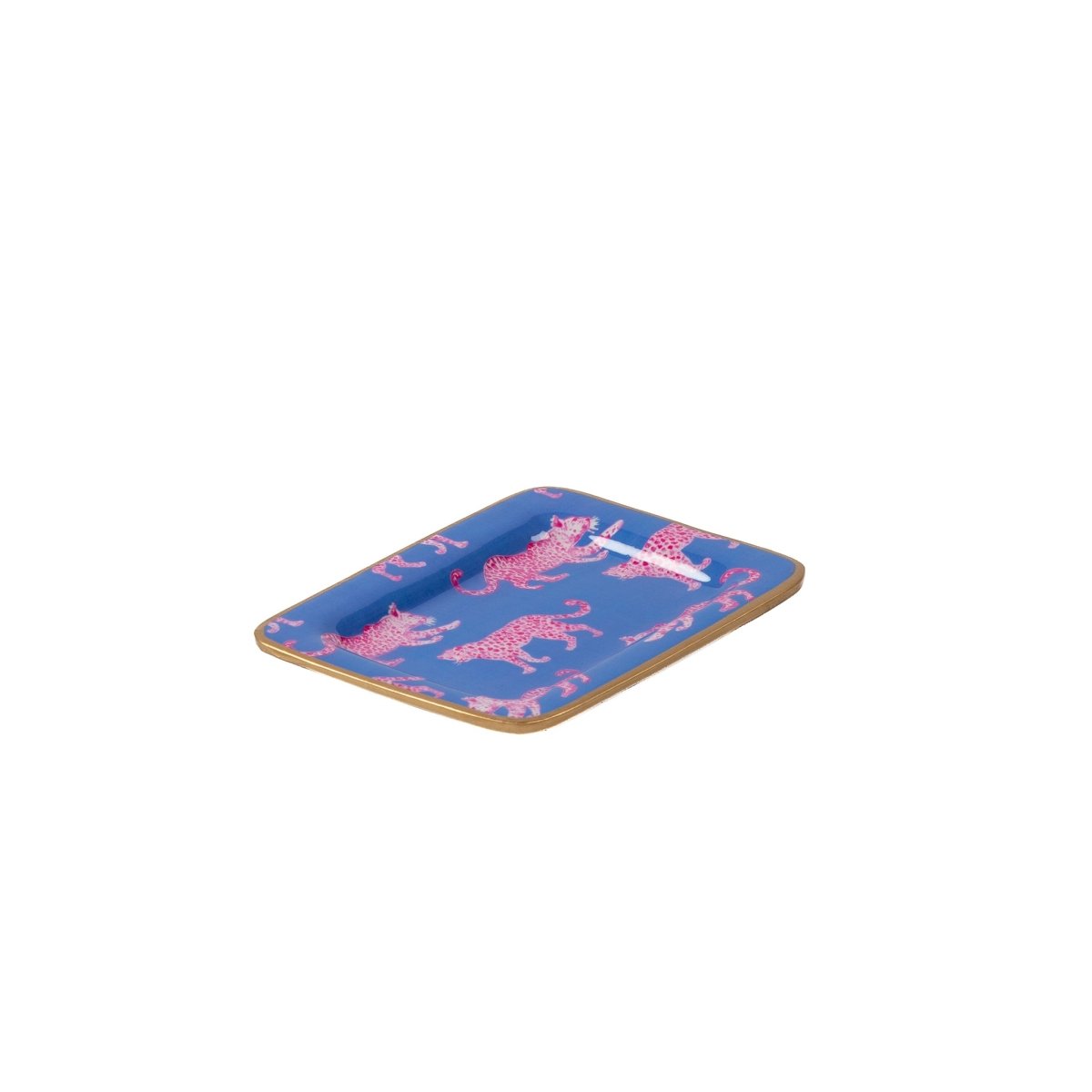 Pink Leopards Enameled Rectangle Soap Dish, Catch All Tray, Jewelry Tray for Bathroom, Vanity, Sink - Decorative Laney Tray - Trinket Trays from Jaye's Studio