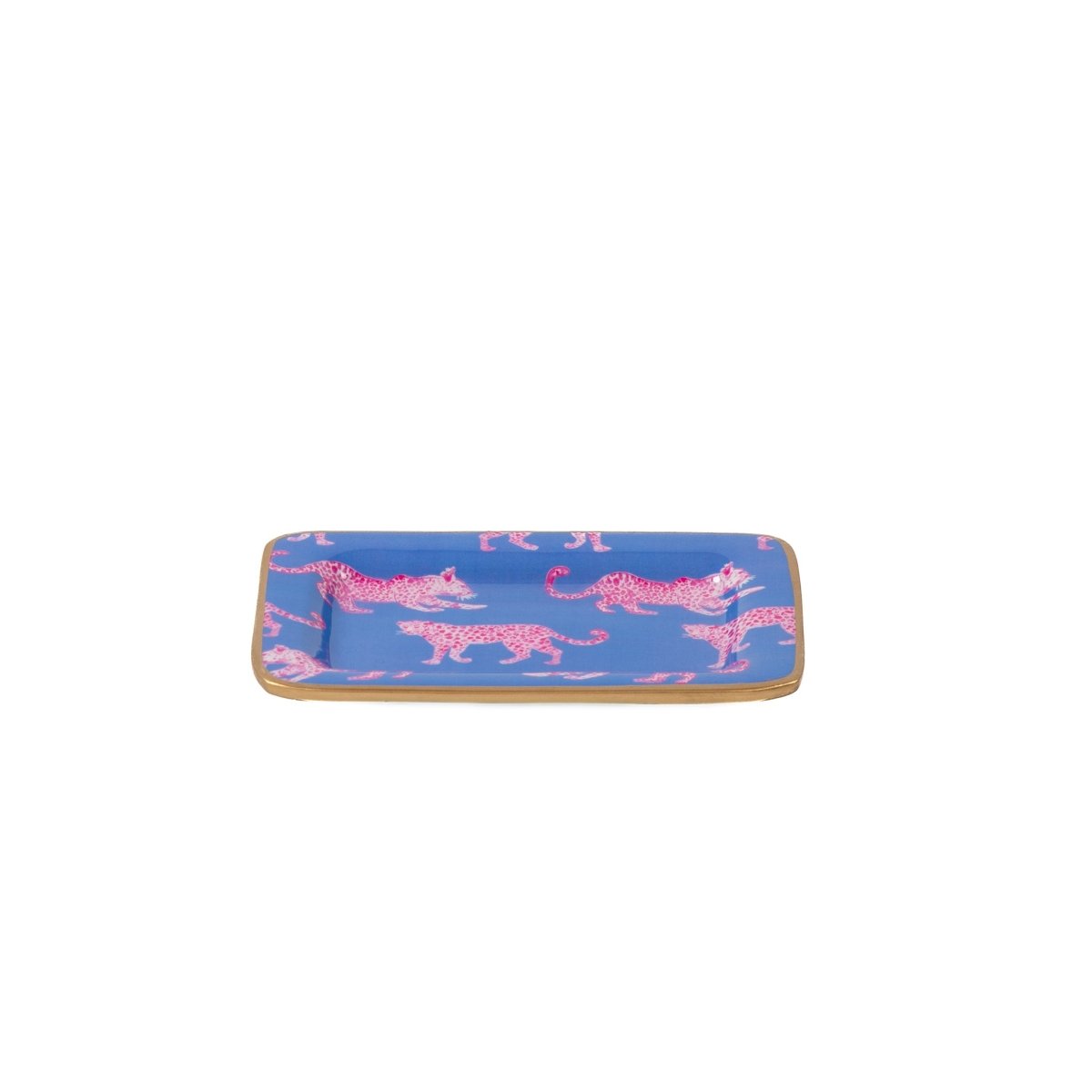 Pink Leopards Enameled Rectangle Soap Dish, Catch All Tray, Jewelry Tray for Bathroom, Vanity, Sink - Decorative Laney Tray - Trinket Trays from Jaye's Studio