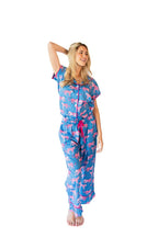Pink Leopards Luxe Sateen Capri Pajama Set - Blue & Pink - Pajama Sets from Jaye's Studio
