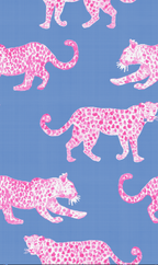 Pink Leopards Luxe Sateen Full Pajama Set - Blue & Pink - Pajama Sets from Jaye's Studio