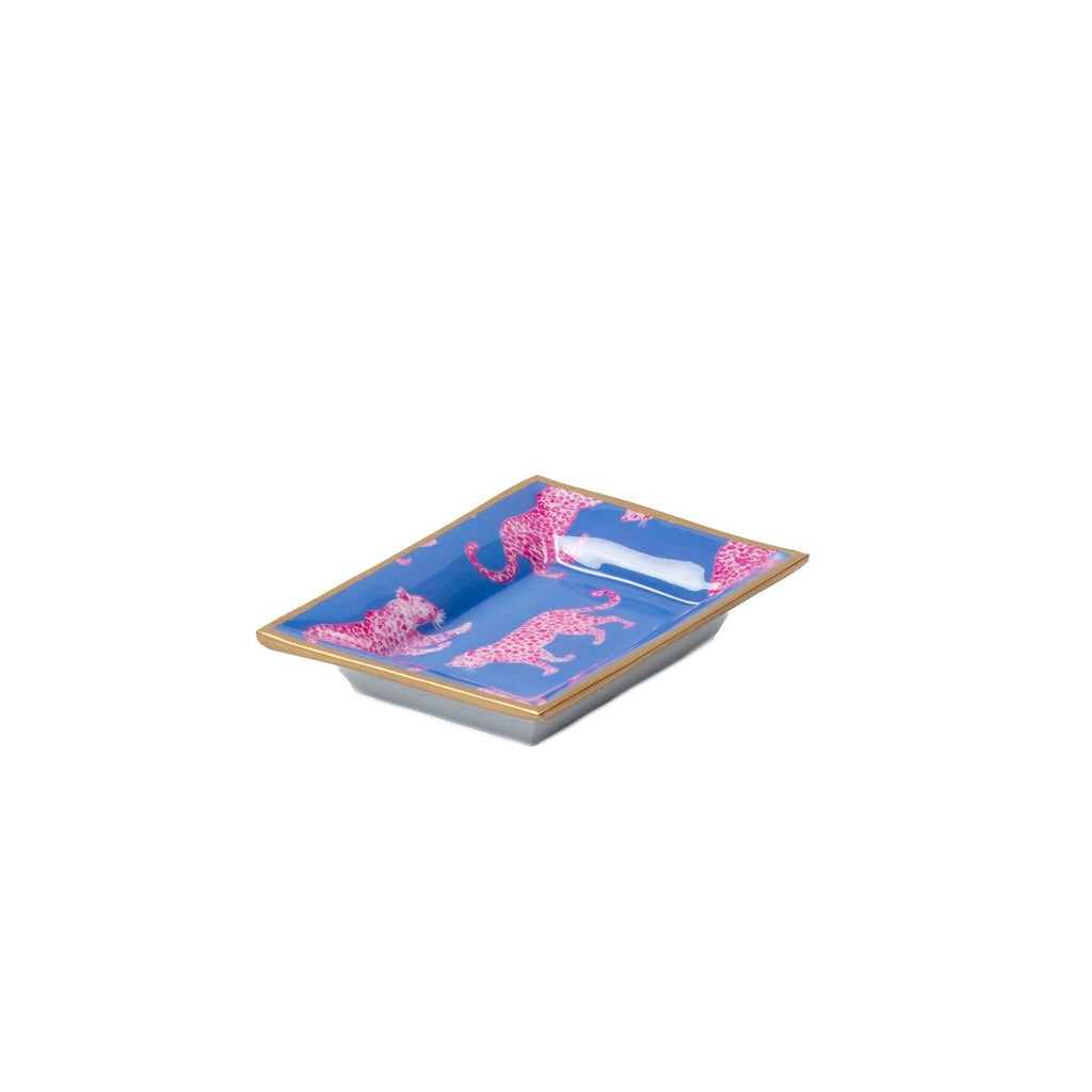 Pink Leopards Rectangle Catch All Tray, Jewelry Tray for Bathroom, Vanity - Decorative Landry Tray - Trinket Trays from Jaye's Studio