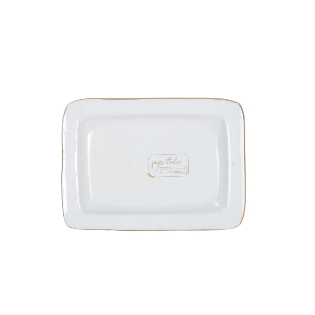 Pomegranate Blue Enameled Rectangle Soap Dish, Catch All Tray, Jewelry Tray for Bathroom, Vanity, Sink - Decorative Laney Tray - Trinket Trays from Jaye's Studio