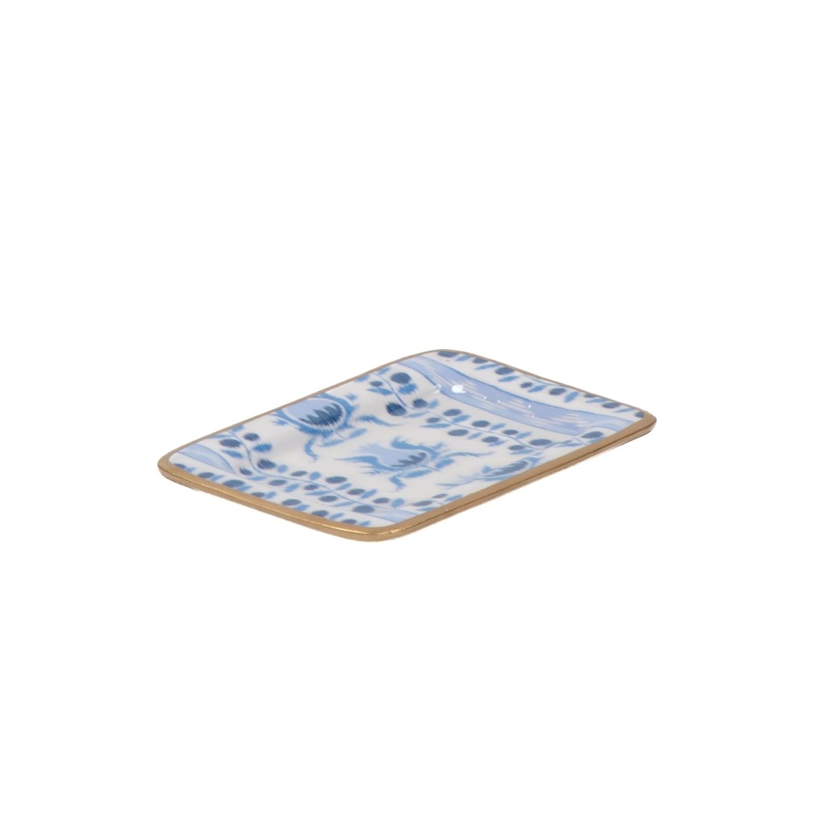 Pomegranate Blue Enameled Rectangle Soap Dish, Catch All Tray, Jewelry Tray for Bathroom, Vanity, Sink - Decorative Laney Tray - Trinket Trays from Jaye's Studio
