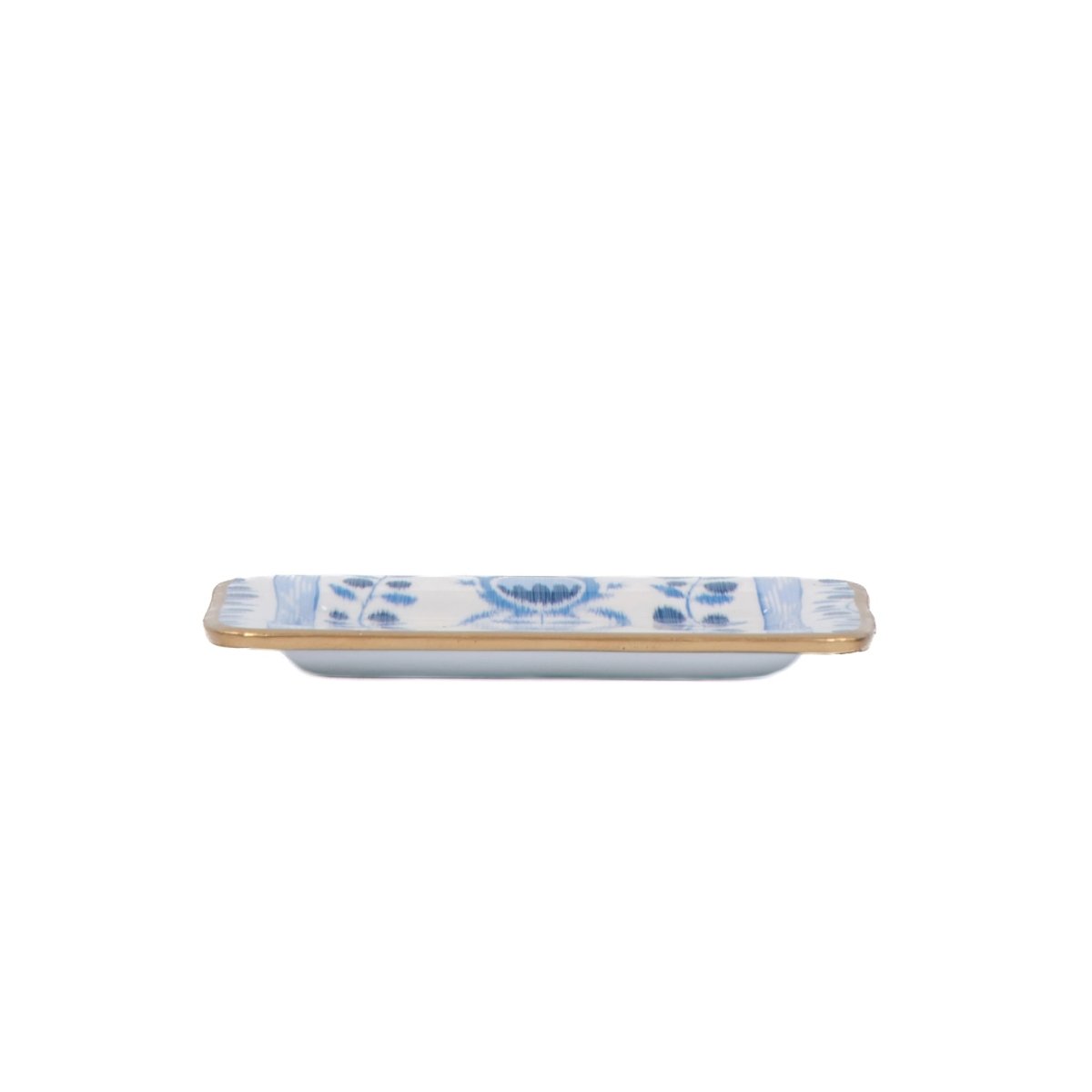 Pomegranate Blue Enameled Rectangle Soap Dish, Catch All Tray, Jewelry Tray for Bathroom, Vanity, Sink - Decorative Laney Tray - Trinket Trays from Jaye's Studio