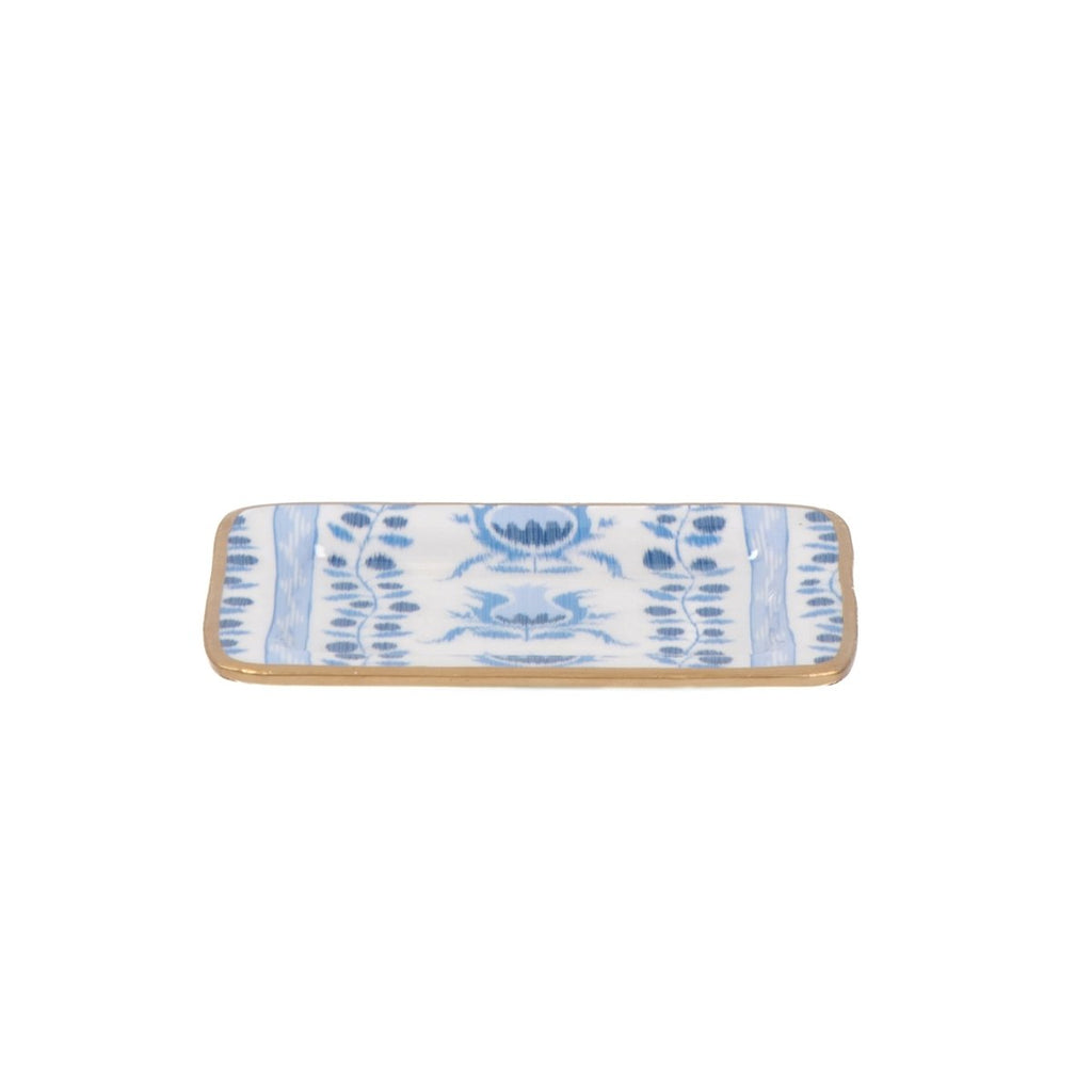 Pomegranate Blue Enameled Rectangle Soap Dish, Catch All Tray, Jewelry Tray for Bathroom, Vanity, Sink - Decorative Laney Tray - Trinket Trays from Jaye's Studio