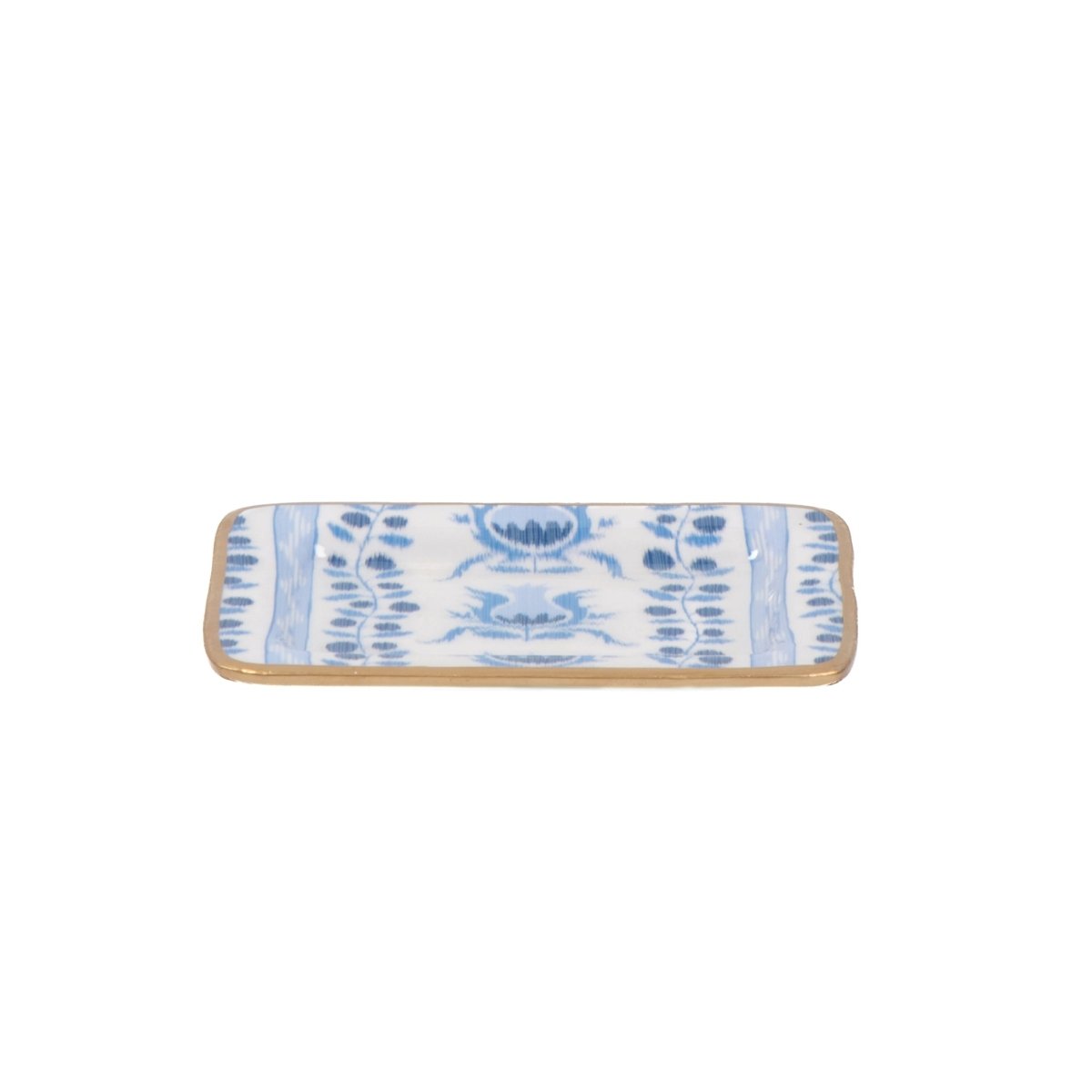 Pomegranate Blue Enameled Rectangle Soap Dish, Catch All Tray, Jewelry Tray for Bathroom, Vanity, Sink - Decorative Laney Tray - Trinket Trays from Jaye's Studio