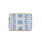 Pomegranate Blue Enameled Rectangle Soap Dish, Catch All Tray, Jewelry Tray for Bathroom, Vanity, Sink - Decorative Laney Tray - Trinket Trays from Jaye's Studio